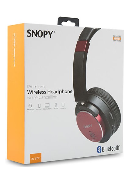 SN-BT41 Noise Cancelling Bluetooth Kulaklık - Kırmızı