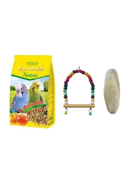 Ballı Muhabbet Yemi 500 gr + Kuş Salıncak + Kalamar Kemiği