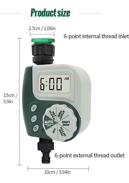 Otomatik Zamanlayıcılı Bahçe Sulama Aleti - Yeşil (Yurt Dışından)