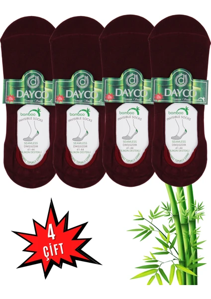 Erkek Bambu Premium Babet Çorap 4'lü Set Bordo