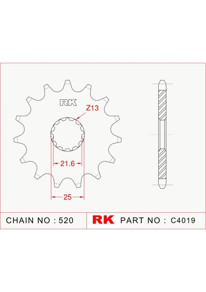 Kawasaki VULCAN S RK Çelik Ön Dişli C4019-15 (2015-2020) fiyatları
