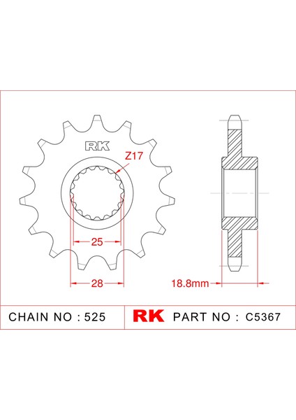 Bmw F 900 R RK Çelik Ön Dişli C5367-17 (2020-2020) fiyatları