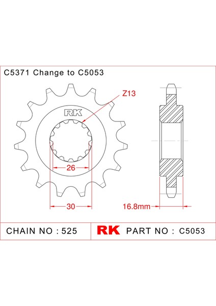 Honda CBR 650 R RK Çelik Ön Dişli C5053-15 (2019-2020) fiyatları
