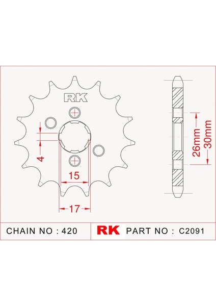 Honda MSX 125 RK Çelik Ön Dişli C2091-15 Ön (2013-2020) fiyatları