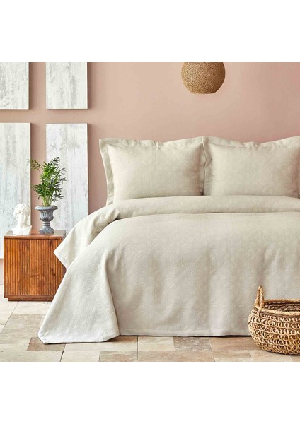 Back To Basic Bej Çift Kişilik Yatak Örtüsü
