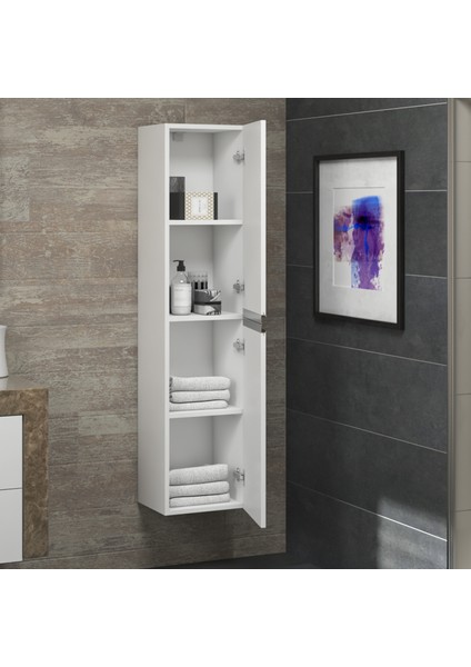 Alfa Banyo Esen Mdf Beyaz 150 cm Lüx Banyo Boy Dolabı