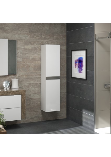 Alfa Banyo Esen Mdf Beyaz 150 cm Lüx Banyo Boy Dolabı