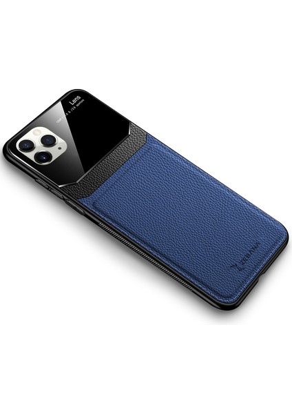Apple iPhone 11 Pro Kılıf Zebana Lens Deri Kılıf Mavi