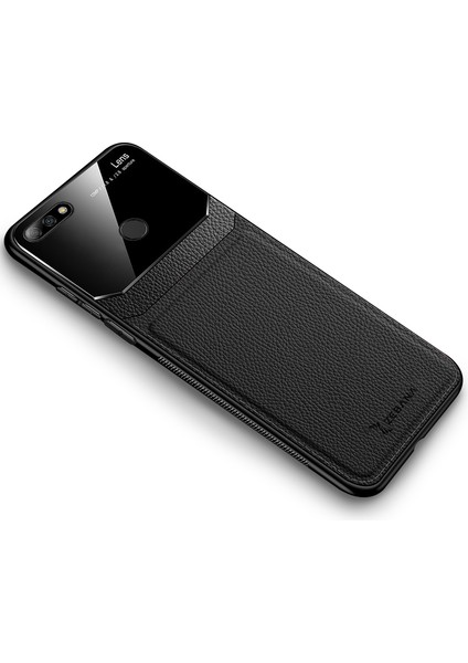 Huawei Honor 7c Kılıf Zebana Lens Deri Kılıf Siyah