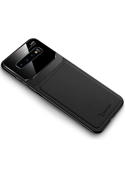 Samsung Galaxy S10 Plus Kılıf Zebana Lens Deri Kılıf Siyah