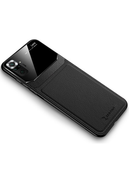 Xiaomi Redmi Note 10 Pro Kılıf Zebana Lens Deri Kılıf Siyah