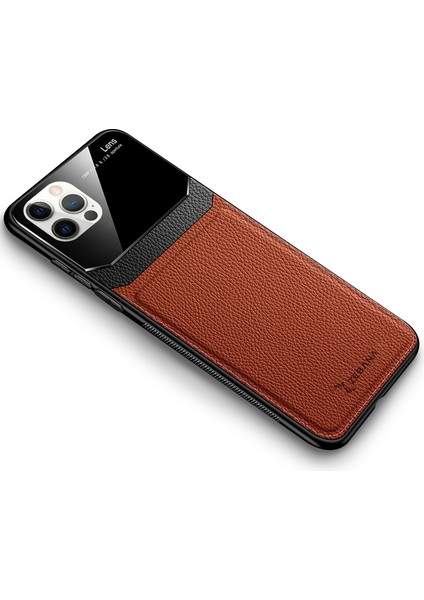 Apple iPhone 12 Pro Kılıf Zebana Lens Deri Kılıf Kahverengi indirimleri