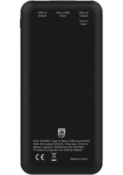 Powerbank Ultra Compact 10000 Mah Dlp Seri DLP1810NB/62 Taşınabilir Çift USB Çıkışı Şarj Cihazı