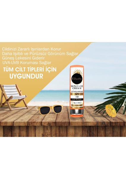 E2'quality Leke Karşıtı Spf 50+ Güneş Kremi Yüz ve Vücut Için 100 ml