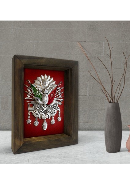 Gift Osmanlı Arması Tasarımlı Dekoratif Doğal Masif Ahşap Çerçeve 15 x 20 cm-5