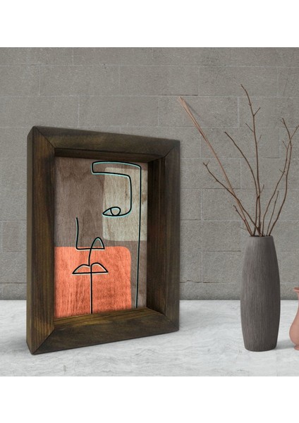 Gift Picasso Style Tasarımlı Dekoratif Doğal Masif Ahşap Çerçeve 15 x 20 cm-7