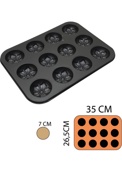 Çiçek Desenli 12'li Kek ve Kurabiye Kalıbı (SA1981)