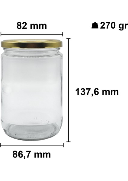 660 cc Kavanoz Metal Gold Konserve Kapaklı 660 ml Şeffaf Cam Kavanoz 1 Adet