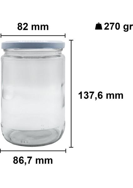 660 cc Kavanoz Metal Beyaz Konserve Kapaklı 660 ml Şeffaf Cam Kavanoz 12 Adet