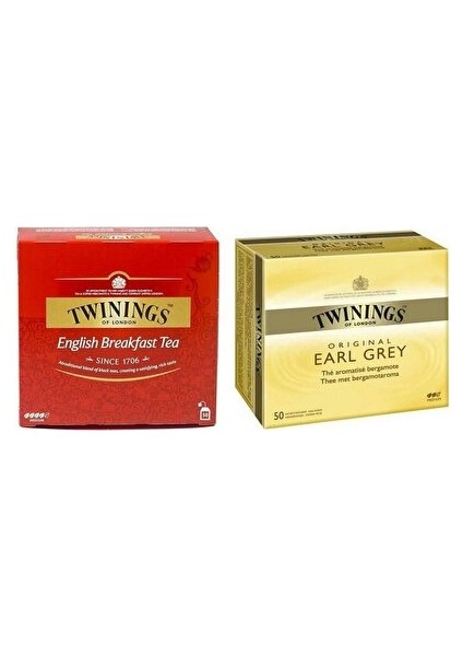 English Breakfast 50'li Poşet Çay & Twinings Earl Grey 50'li Poşet Çay