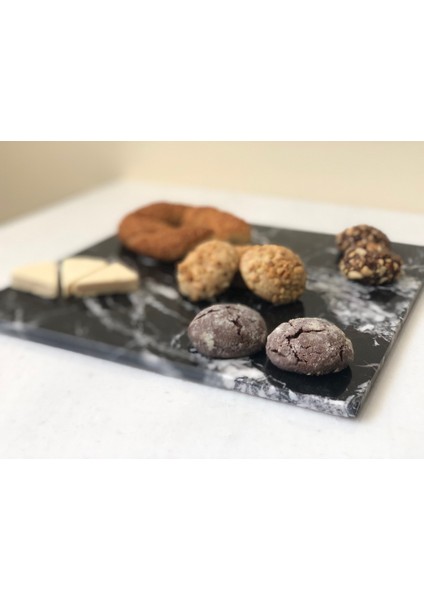 Doğal Siyah Mermer Sunum Tabağı 1 x 30 x 30 cm