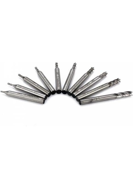 Hss Düz Shank 4 Flüt End Mill Cnc Matkap Ucu Seti 10 Adet
