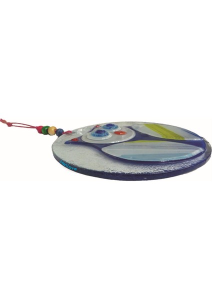 Cam Baykuş 16 cm Kapı Süs El Yapımı Mavi Duvar Süsü modelleri