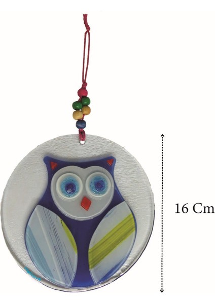 Cam Baykuş 16 cm Kapı Süs El Yapımı Mavi Duvar Süsü fırsatları