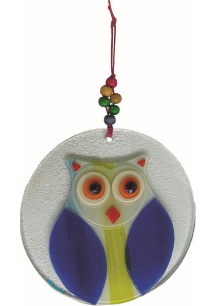 Cam Baykuş 16 cm Kapı Süs El Yapımı Mavi Duvar Süsü indirimleri