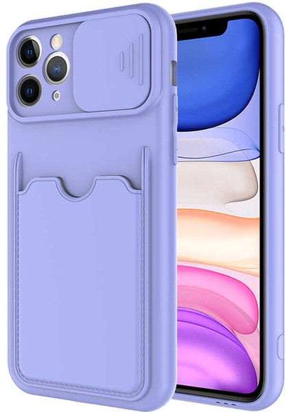 - iPhone 11 Pro Max - Kılıf ​slayt Sürgülü Kart Bölmeli Kartix Kapak