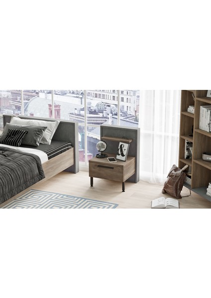 New Home Tekli Komodin Metal Ayak Beton-Kahve Hm5-Cg fırsatları