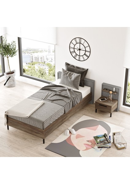 New Home Genç Odası Takımı 2'li Set Beton-Kahve Hm9-Cg