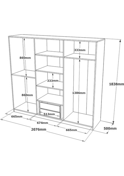 New Home Gardırop 6 Kapaklı Çekmeceli Aynalı Elbise Dolabı Beyaz Hm3-W indirimleri