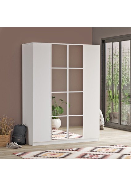 New Home Gardırop 4 Kapaklı Çekmeceli Aynalı Elbise Dolabı Hm2-W fiyatları