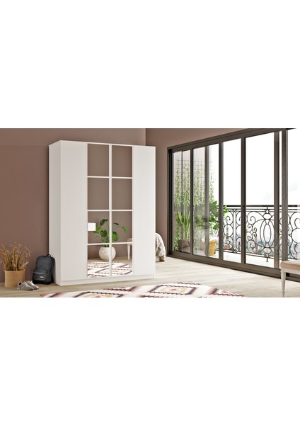 New Home Gardırop 4 Kapaklı Çekmeceli Aynalı Elbise Dolabı Hm2-W modelleri