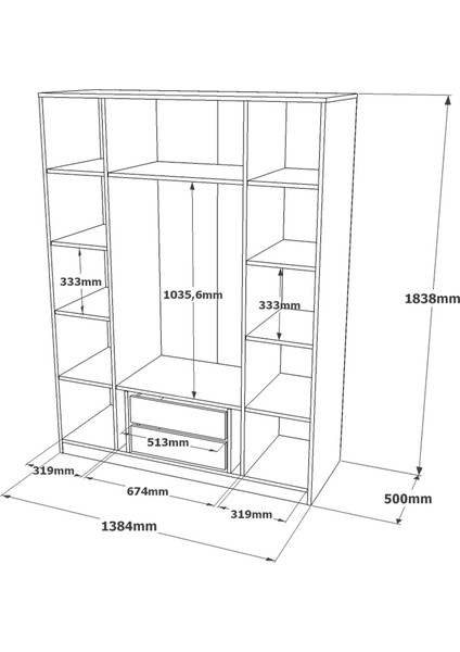New Home Gardırop 4 Kapaklı Çekmeceli Aynalı Elbise Dolabı Hm2-W indirimleri