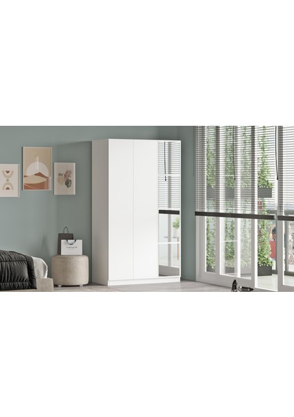 New Home 3 Kapaklı Çekmeceli Aynalı Gardırop Elbise Dolabı Beyaz Hm1-W modelleri