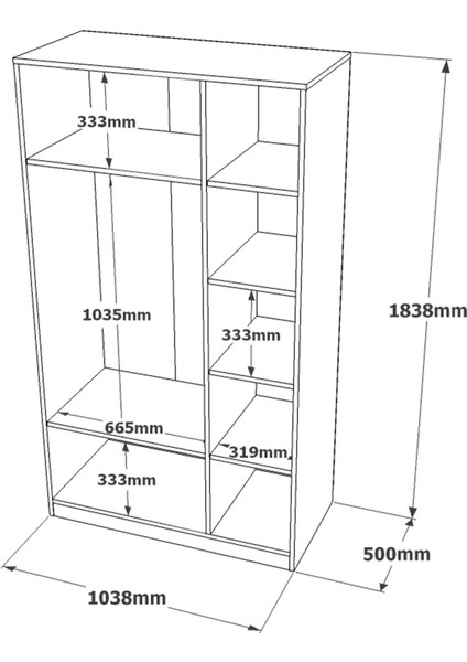 New Home 3 Kapaklı Çekmeceli Aynalı Gardırop Elbise Dolabı Beyaz Hm1-W indirimleri