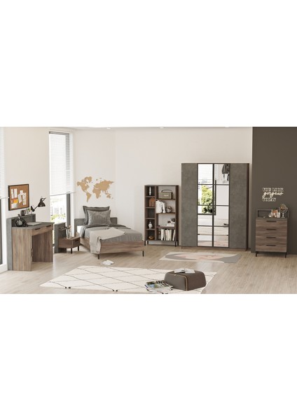 New Home Genç Odası Takımı 6'lı Set Beton-Kahve HM17-CG fiyatları