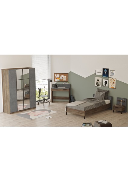New Home Genç Odası Takımı 4'lü Set Beton-Kahve HM15-CG fırsatları