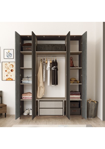 Genç Odası Takımı 3'lü Set Beton-Kahve 1. Sınıf Malzeme ile Modern Tasarım indirimleri