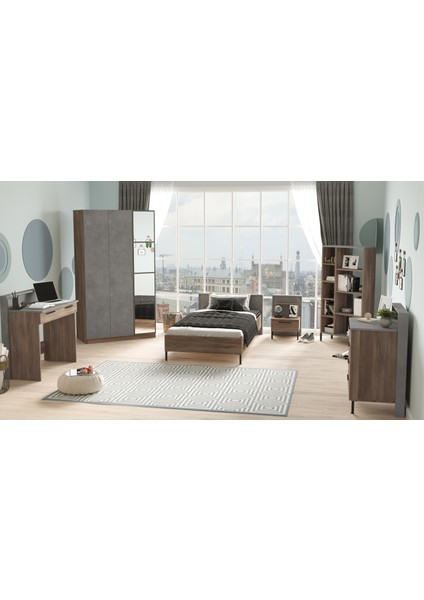 New Home Genç Odası Takımı 6'lı Set Beton-Kahve HM13-CG fiyatları
