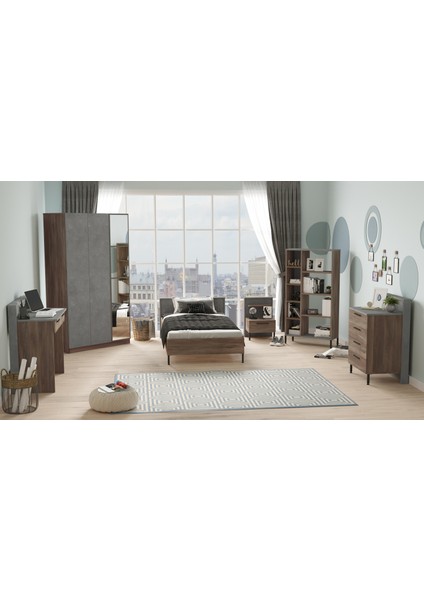 New Home Genç Odası Takımı 6'lı Set Beton-Kahve HM13-CG modelleri