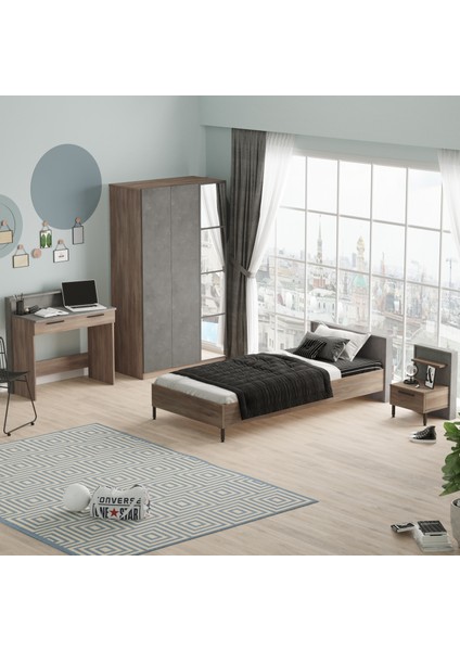 New Home Genç Odası Takımı 4'lü Set Beton-Kahve HM11-CG modelleri