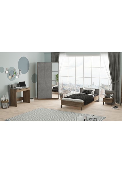 New Home Genç Odası Takımı 4'lü Set Beton-Kahve HM11-CG fırsatları
