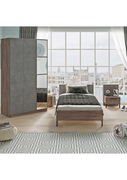 New Home Genç Odası Takımı 3'lü Set Beton-Kahve HM10-CG fiyatları