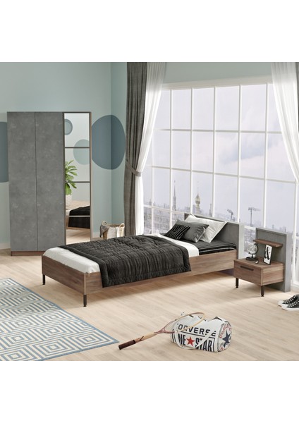 New Home Genç Odası Takımı 3'lü Set Beton-Kahve HM10-CG modelleri