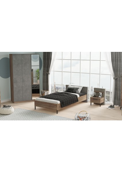 New Home Genç Odası Takımı 3'lü Set Beton-Kahve HM10-CG fırsatları