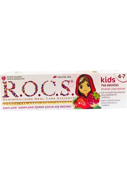 Kids 4-7 Yaş Ahududu Çilek Aromalı Çocuk Diş Macunu 35 ml