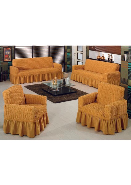 Bürümcük Koltuk Kanepe Örtüsü Takımı Lastikli Etekli 3+3+1+1 Koltuk Örtüsü